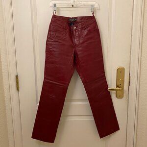 GUC Rare Vintage Gap Women Dark Red Boot Cut Leg 100% Leather Jeans Size 2